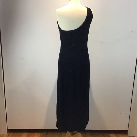One shoulder, slinky, vintage?, Y2K , sparkly, stretch maxi evening gown. Sz 10 - Picture 3 of 7